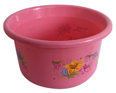 Kuber Industries Printed 2 Pieces Plastic Bathroom Dustbin & Tub Set (Pink)